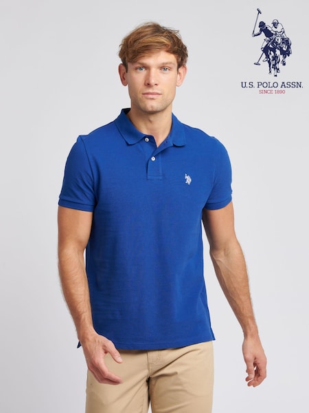 U.S. Polo Assn. Bright Blue Regular Fit Pique 100% Cotton Polo Shirt (K90258) | €63