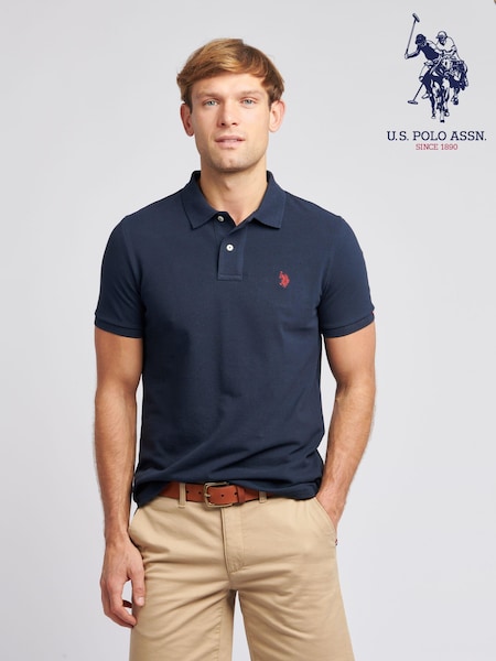 U.S. Polo Assn. Navy Blue Regular Fit Pique 100% Cotton Polo Shirt (K90268) | €66