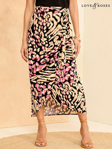 Love & Roses Printed Jersey Midi Skirt (K90280) | 114 LEI