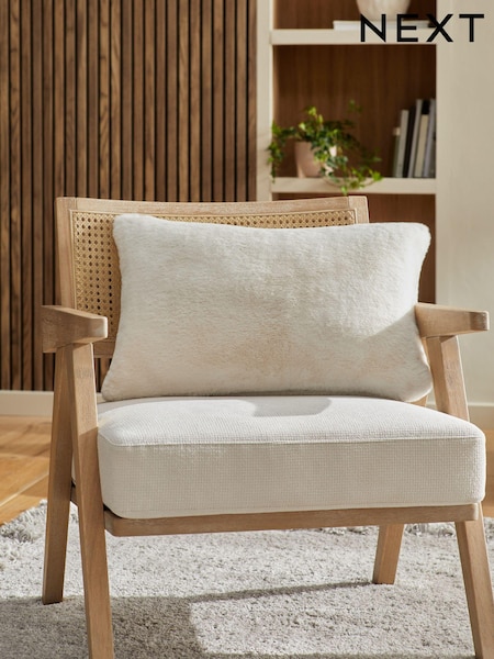 Ivory 40 x 59cm Plush Faux Fur Cushion (K90302) | €9