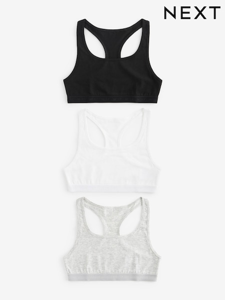 Schwarz/Weiß - Racer Back Crop Top 3 Pack (5-16yrs) (K90381) | 7 € - 11 €