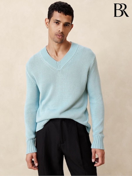 Banana Republic Blue Point Sur Cotton V-Neck Jumper (K90409) | €55