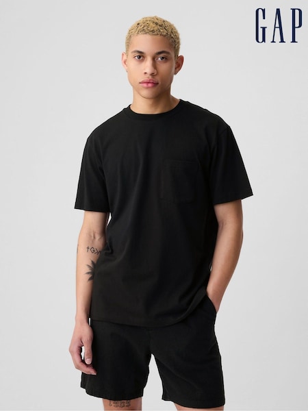 Gap Black Original Pocket 100% Cotton Crew Neck Short Sleeve T-Shirt (K90425) | €18