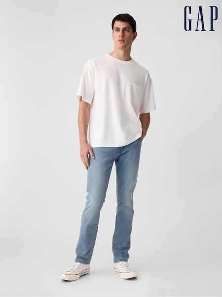 Albastru deschis prespălat - Gap Croială slim fit Comfort Blugi elastici (K90427) | 298 LEI