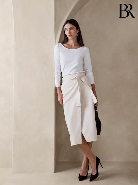 Blanco - Banana Republic Refined Scoop Neck T-Shirt (K90479) | 57 €