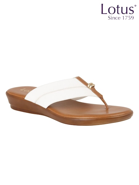 Lotus White Toe-Post Sandals (K90501) | €64
