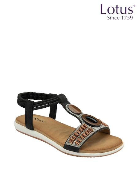 Schwarz - Lotus Casual Low Wedge Sandals (K90503) | 70 €