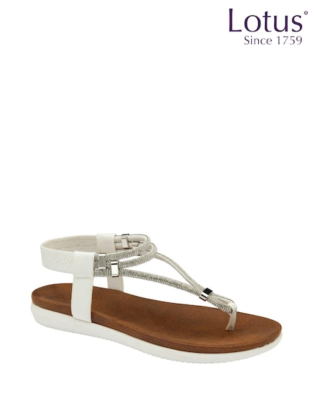 Lotus White Casual Toe Thong Sandals (K90512) | €58
