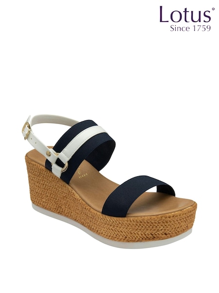 Lotus Blue Open Toe Wedge Sandals (K90536) | €38