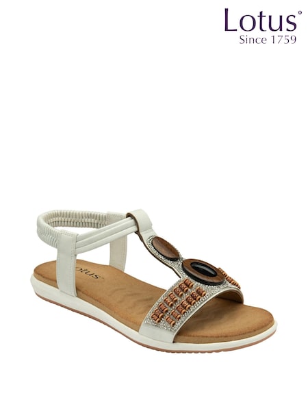 Valkoinen - Lotus Casual Low Wedge Sandals (K90539) | €71