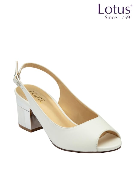 Lotus White Peep Toe Slingback Sandals (K90546) | 322 QAR
