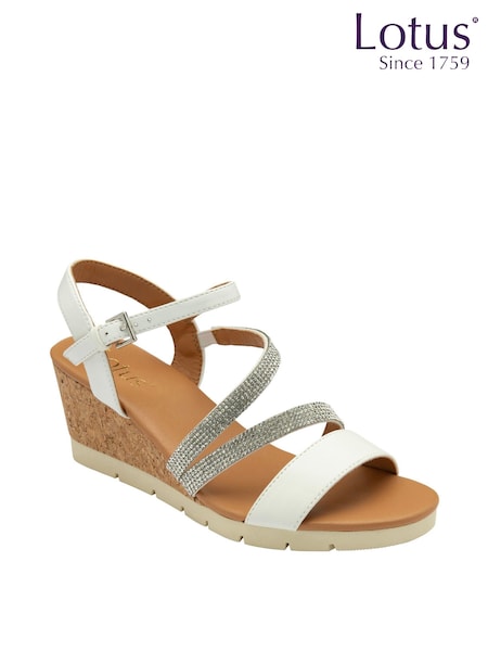 Lotus White Open Toe Wedge Sandals (K90550) | € 17