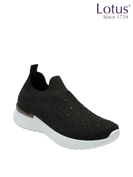 Lotus Black Casual Knit Trainers (K90555) | ₪226