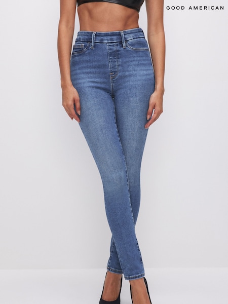 Голубой - Good American Power Stretch Pull On Skinny Jeans (K90576) | €117