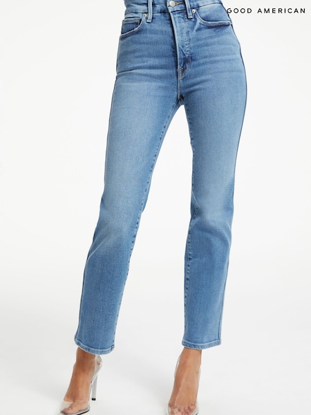 Good American Blue Good Legs Curve Straight Compression Jeans (K90608) | €82
