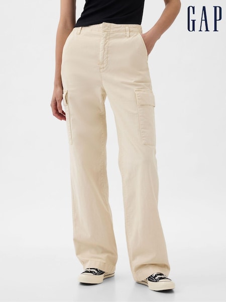 Gap Cream Loose Cotton Chino Cargo Trousers (K90667) | €34