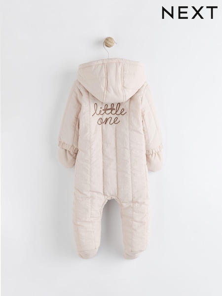 Cream Slogan Quilted Baby All-In-One Pramsuit (K90718) | €39 - €41