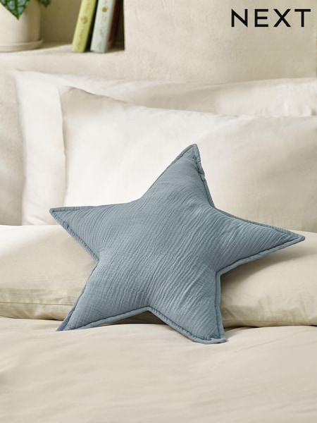 Blue Crinkle Muslin 100% Cotton Star Cushion (K90722) | €15