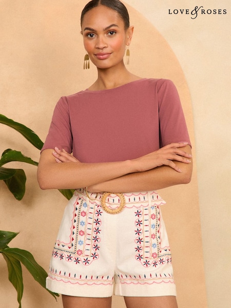 Love & Roses Premium Jersey Crew Neck T shirt (K90746) | 91 LEI