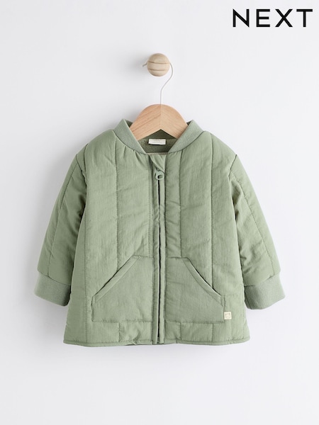 Sage Green Quilted Baby Bomber Jacket (K90764) | €21 - €23