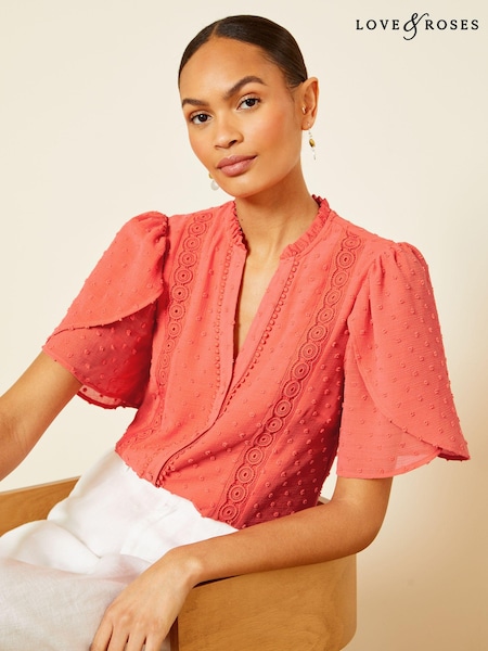 Love & Roses Tulip Sleeve Dobby Blouse (K90781) | €19