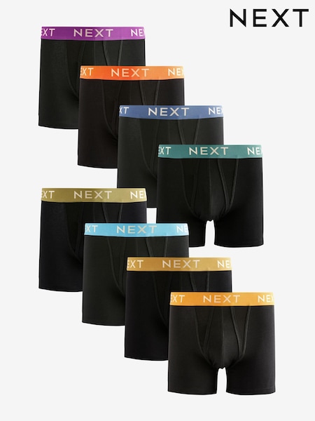 Black White Gold Waistband A-Front Boxers 8 Pack (K90841) | €46