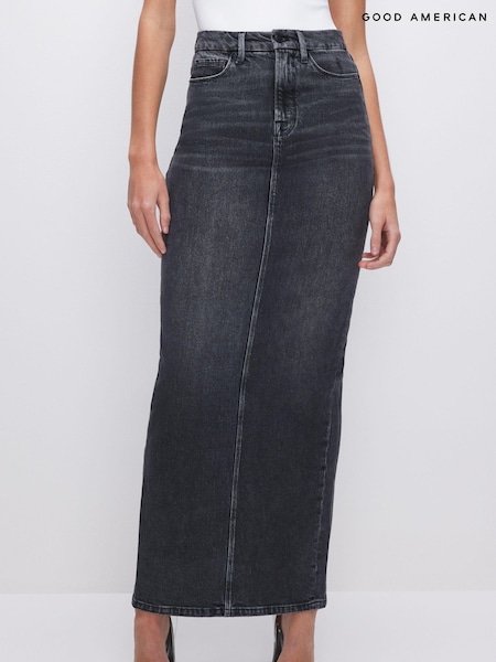 Good American Black Denim Tube Maxi Skirt (K90985) | €143