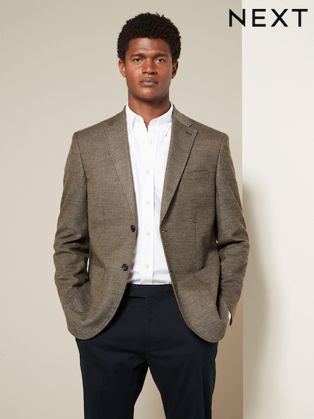 חום - גזרה רגילה - Textured Smart Blazer (K91025) | ‏272‏₪