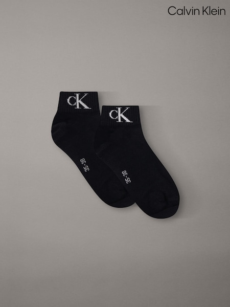 Noir - Chaussettes Calvin Klein Soft Cotton Extensible à la cheville 2 Lot de 0