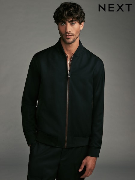 Black Suede Trim Bomber Jacket (K91113) | €31