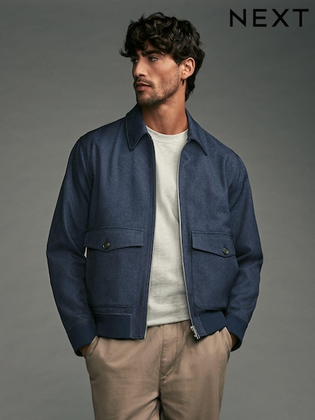 Blue Navy Textured Blouson Jacket (K91115) | €29