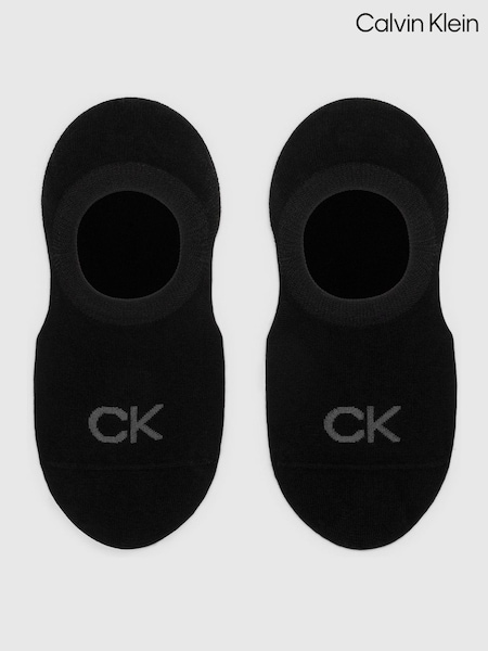 Black - Calvin Klein Soft Combed Cotton Invisible Socks 2 Pack