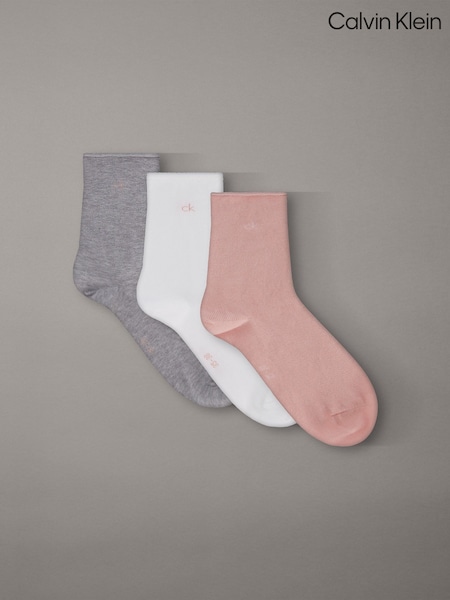 Rose - Calvin Klein Soft Cotton Rolltop Crew Socks 3 Pack