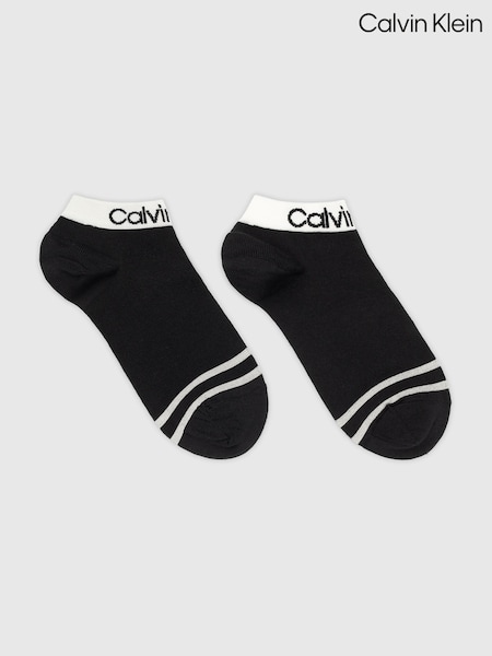 Schwarz - Calvin Klein Logo Stripe Trainers Socks 2 Pack