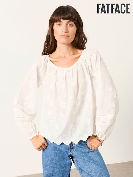 White - Fatface Embroidered Blouse