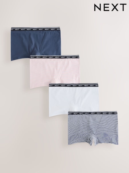 Pink/Blue Stripe - Cotton Logo Knickers 4 Pack
