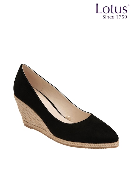 Lotus Black Wedge Espadrille Shoes (K91287) | R$ 495