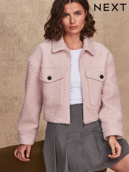 Pink Boucle Cropped Boxy Jacket (K91291) | €20