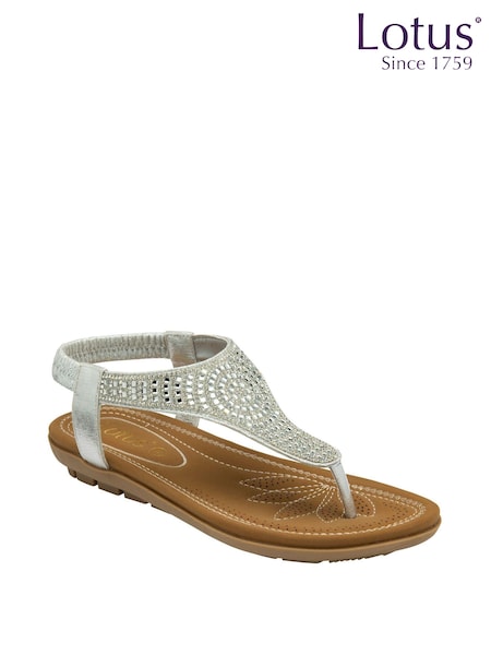 Lotus Silver Casual Toe Thong Holiday Sandals (K91308) | €64