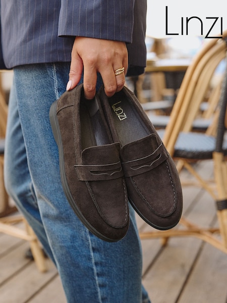 Brown - Linzi Request Wide Fit Classic Loafers With Front Tab