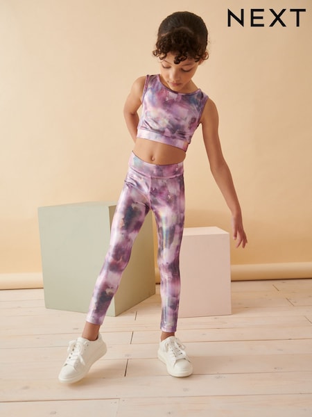 وردي - تصميم بطبعة صباغة وبنقشة زهور - Sports Leggings (3-16yrs) (K91328) | ‏14 د.إ.‏ - ‏ 19‏ د.إ.