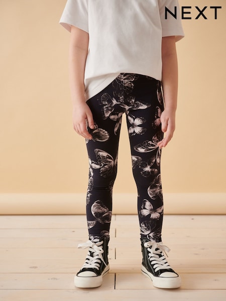 Schmetterlingmuster, Schwarz/Weiß - Printed Leggings (3-16yrs) (K91352) | 1 € - 2 €