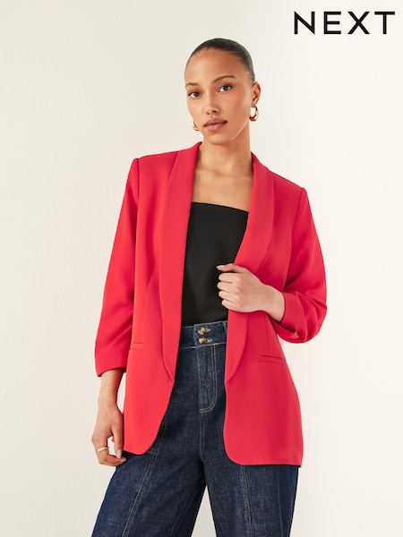 Red Relaxed Ruched Sleeve Blazer (K91353) | €17.50