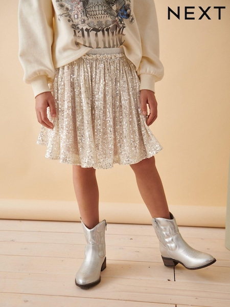 Gold Sequin Pull On Skirt (3-16yrs) (K91358) | 48 QAR - 69 QAR