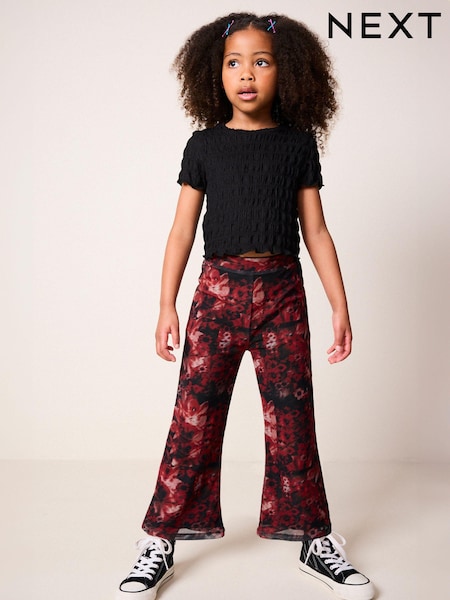 Rot/Schwarz - Mesh Flare Leggings (3-16yrs) (K91382) | 5 € - 8 €