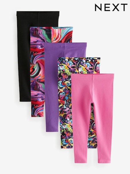 Purple/Graffiti/Multi Swirl Leggings 5 Pack (3-16yrs) (K91391) | € 19 - € 28