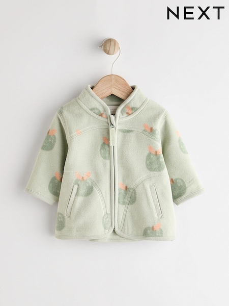 Sage Green Apple Print Cosy Micro Fleece Baby Jacket (0mths-2yrs) (K91406) | AED35 - AED39