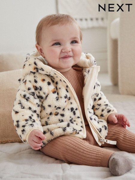 Ecru/ Animal Print Baby Cosy Fleece Jacket (0mths-2yrs) (K91416) | 51 QAR - 55 QAR