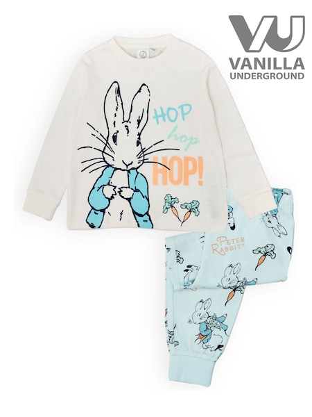 Vanilla Underground White Kids Peter Rabbit Licensed 100% Cotton Pyjamas (K91484) | €23