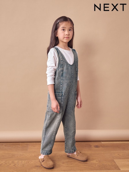 Окрашенный деним - 100% Cotton Slouchy Dungarees (3-16yrs) (K91505) | €12 - €15